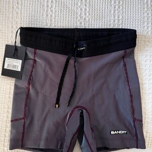 Women’s Bandit Striped Cadence Fig/Vintage Blue 5” Shorts XS NWT